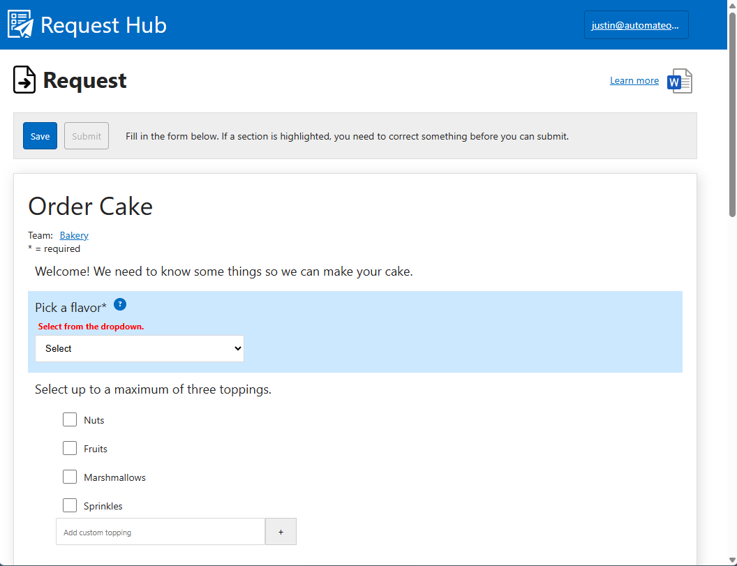Request Hub | Automate Office Work